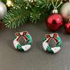 Exquisite Christmas Stud Earrings with Drip Oil & Inlaid Diamonds - Festive Fashion Jewelry