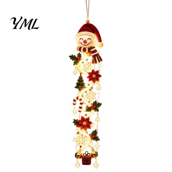 Ornamenti Artigianali all'Uncinetto Personalizzati, Appendiporta di Natale Luminoso, Spirale all'Uncinetto con Luci LED, Pupazzo di Neve Babbo Natale Renna Decorazione Festiva per Ingresso Angelo