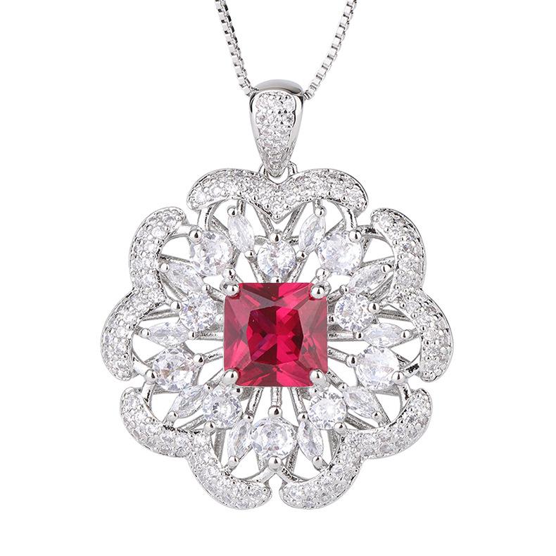 Emerald Wristband Bracelet Red Corundum Gemstone Layered Petal Wrist Chain Jewelry Set Paraiba Necklace