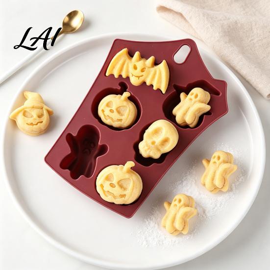 Halloween Snack Making Tools Silicone Baking Mold Pumpkin Ghost Bat Skull Cake Pan Non Durable Heat Resistant Stick Chocolate Fondant Maker