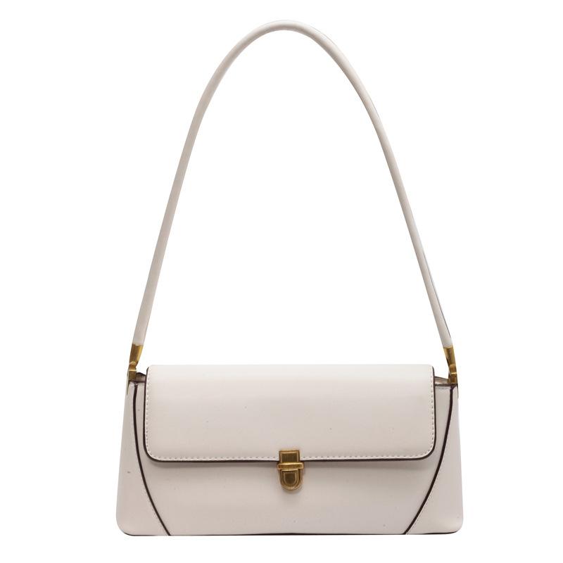 Minimalist Shoulder Bag for Women Fashion Flap Lock Handbag with Gold Hardware and Long Strap белый 1790₽