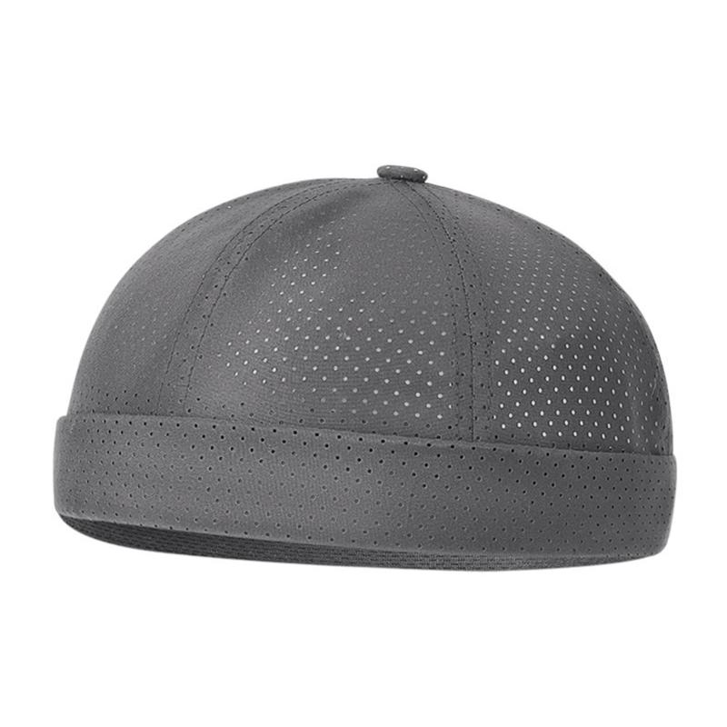 

Breathable Mesh Skull Cap Quick Dry Lightweight Casual Brimless Hat Adjustable Design For Sports Outdoor Activities темно-сірий колір