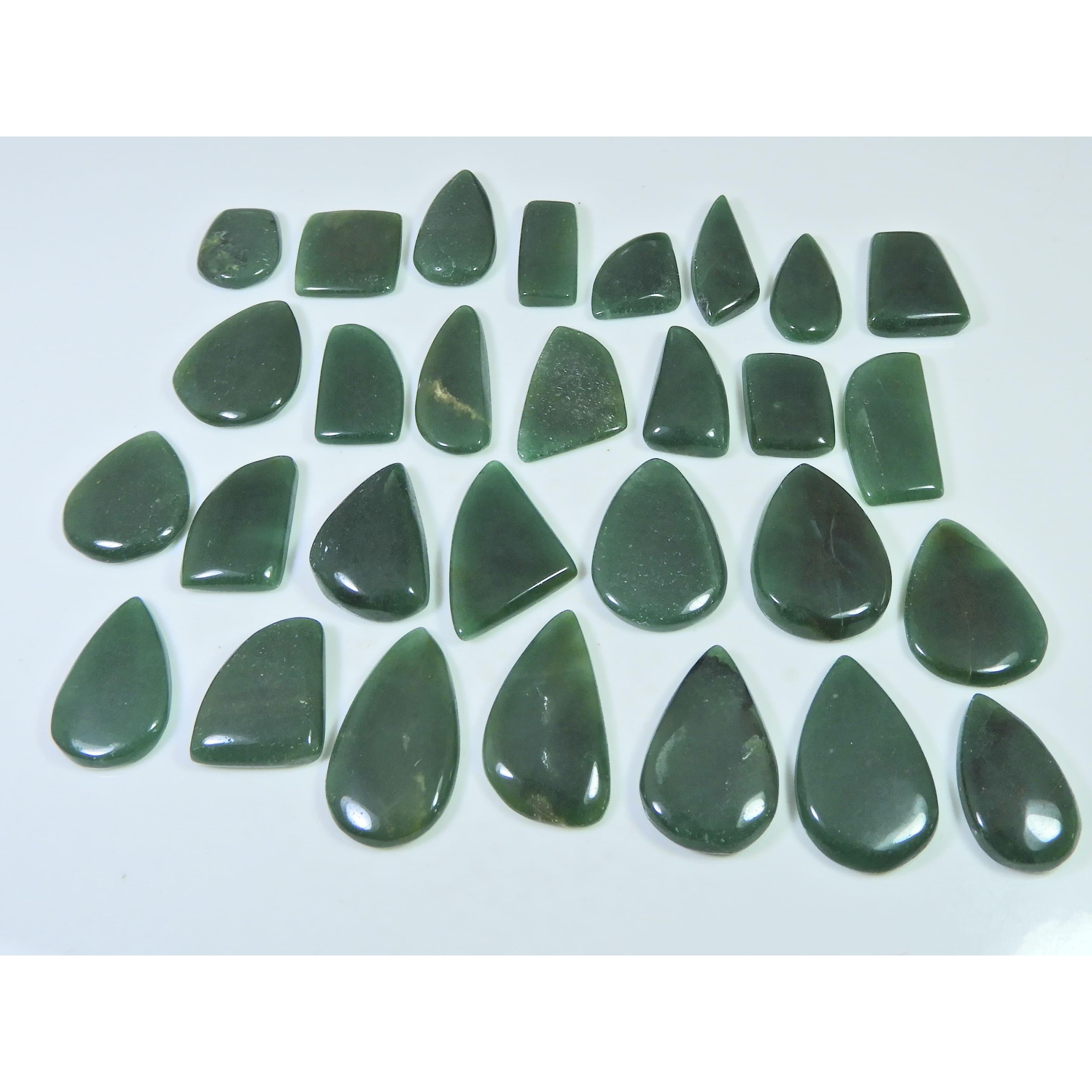 397Cts. Natural Nephrite Jade Mix Cabochon Loose Gemstone 29 Pcs Lot C-2383