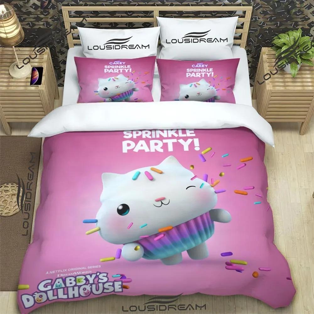 Cartoon Gabby'S Dollhouse Bedding Set For Bedroom Soft Bedspreads For Bed Linen Comefortable Duvet Cover Quilt And Pillowcase