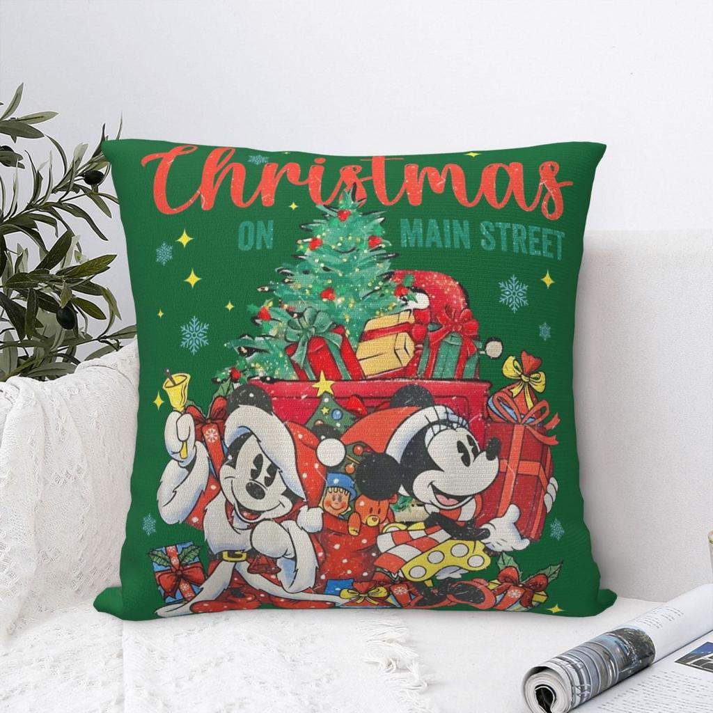 Merry Christmas Holiday Season Pillowcase Soft Polyester Cushion Cover Decorative Mickey Mouse Pillow Case Cover Car Square