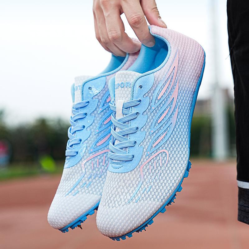 

Primary and secondary school students exam track and field shoes high jump long jump running shoes studs men s and women s mesh breathable -5 yards 45