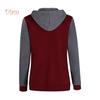 VANA WOMEN's WEAR Winter Color Block Long Sleeve Jacket Button Hooded Drawstring Coat