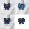 Denim Bow Tie Brooch For Professional Attire Unisex Vintage French Style Collar Accessory