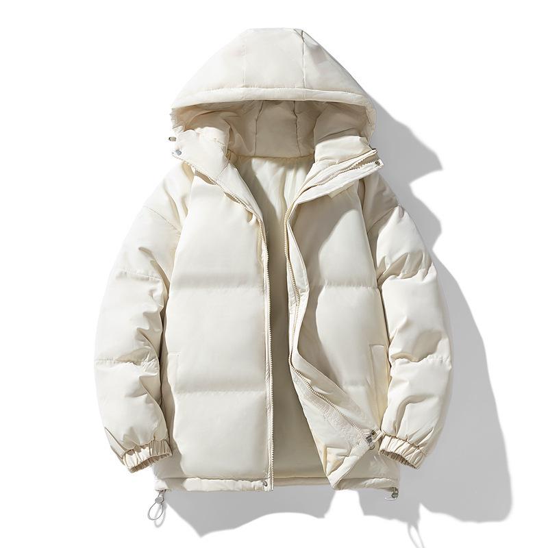 Men's Winter Cotton Jacket: Thickened, Loose, Trendy Stand-Up Collar Outerwear, Versatile Solid Color for Couples.