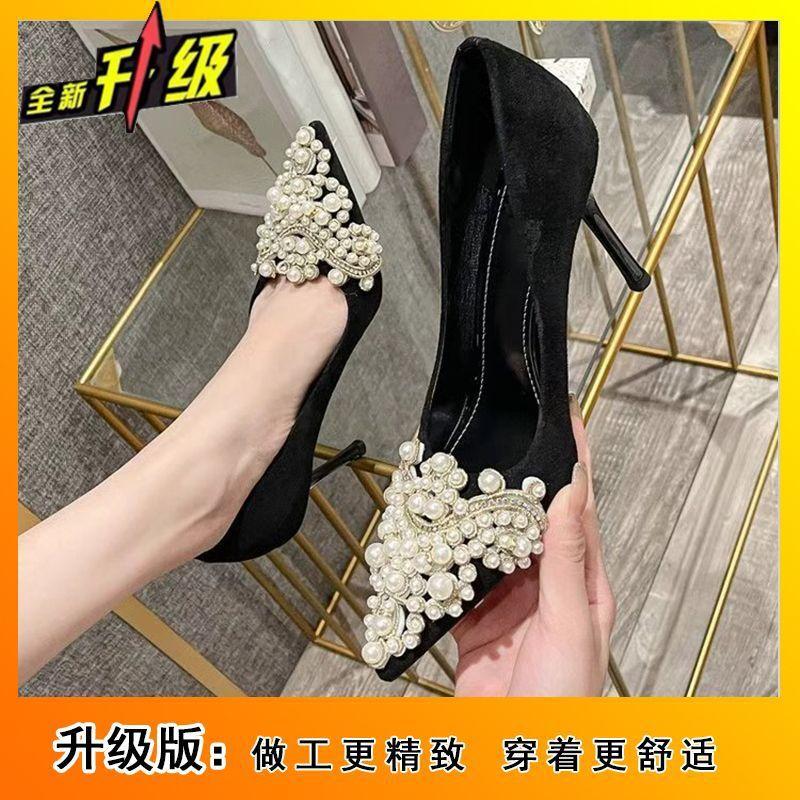 French celebrity pointed high heels spring and summer Internet celebrity explosion fashion versatile shallow mouth stiletto single shoes women 40