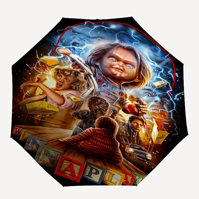 1pc The Ultimate Horror Chucky Automatic Open/CloseUmbrella, Portable Compact Umbrella for Men & Women I092