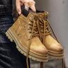 2024 Wear-Resistant Genuine Leather Men's Martin Boots - Warm, Stylish British Workwear for Autumn/Winter