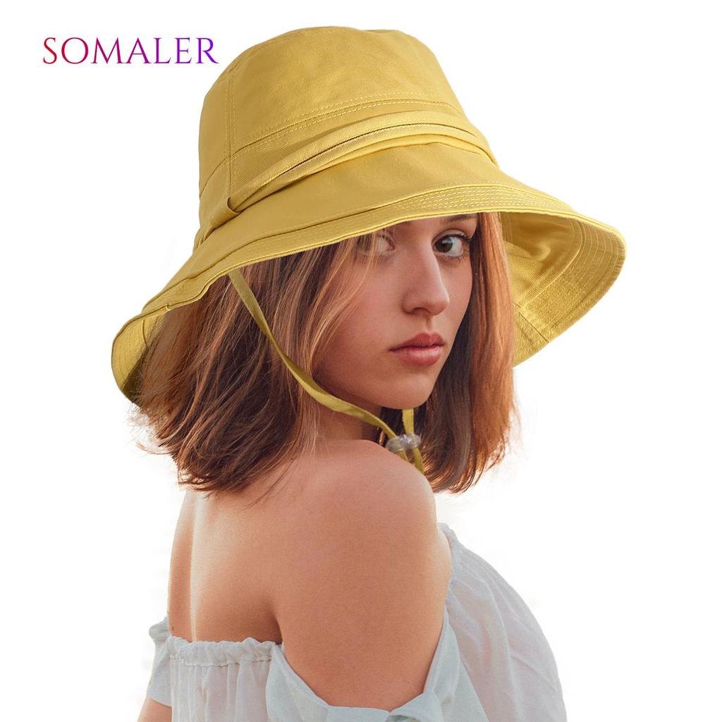 SOMALER Damskie bawełniane szerokie rondo kapelusze przeciwsłoneczne typu Bucket szerokie rondo składany letni kapelusz plażowy ochrona przed słońcem UV kapelusz damski nowość