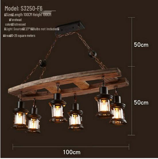 Vintage Industrial Wood Chandelier for Restaurants & Cafes