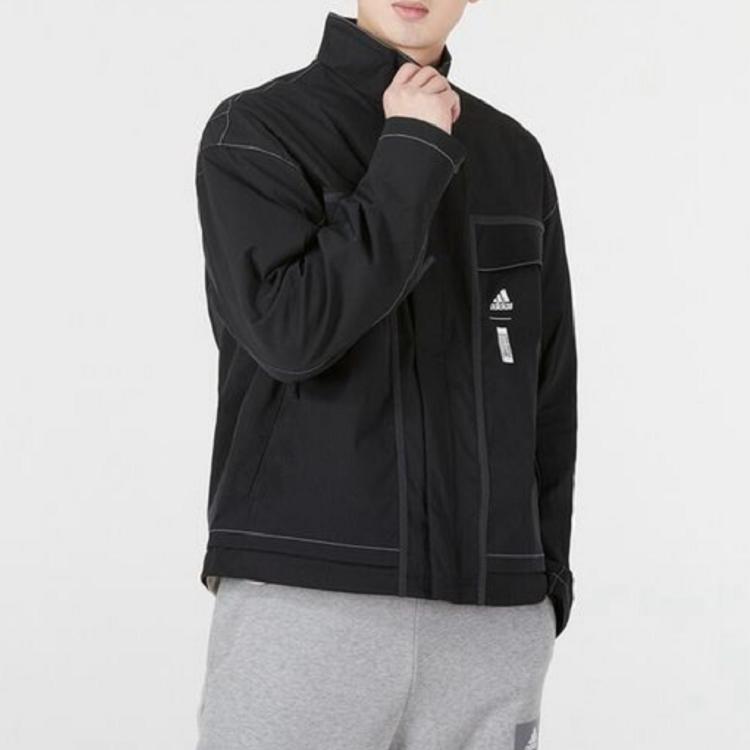 adidas Chaqueta Deportiva Cuello Alto Serie Wuji Manga Larga Ropa de Abrigo para Hombre Negro HE5137