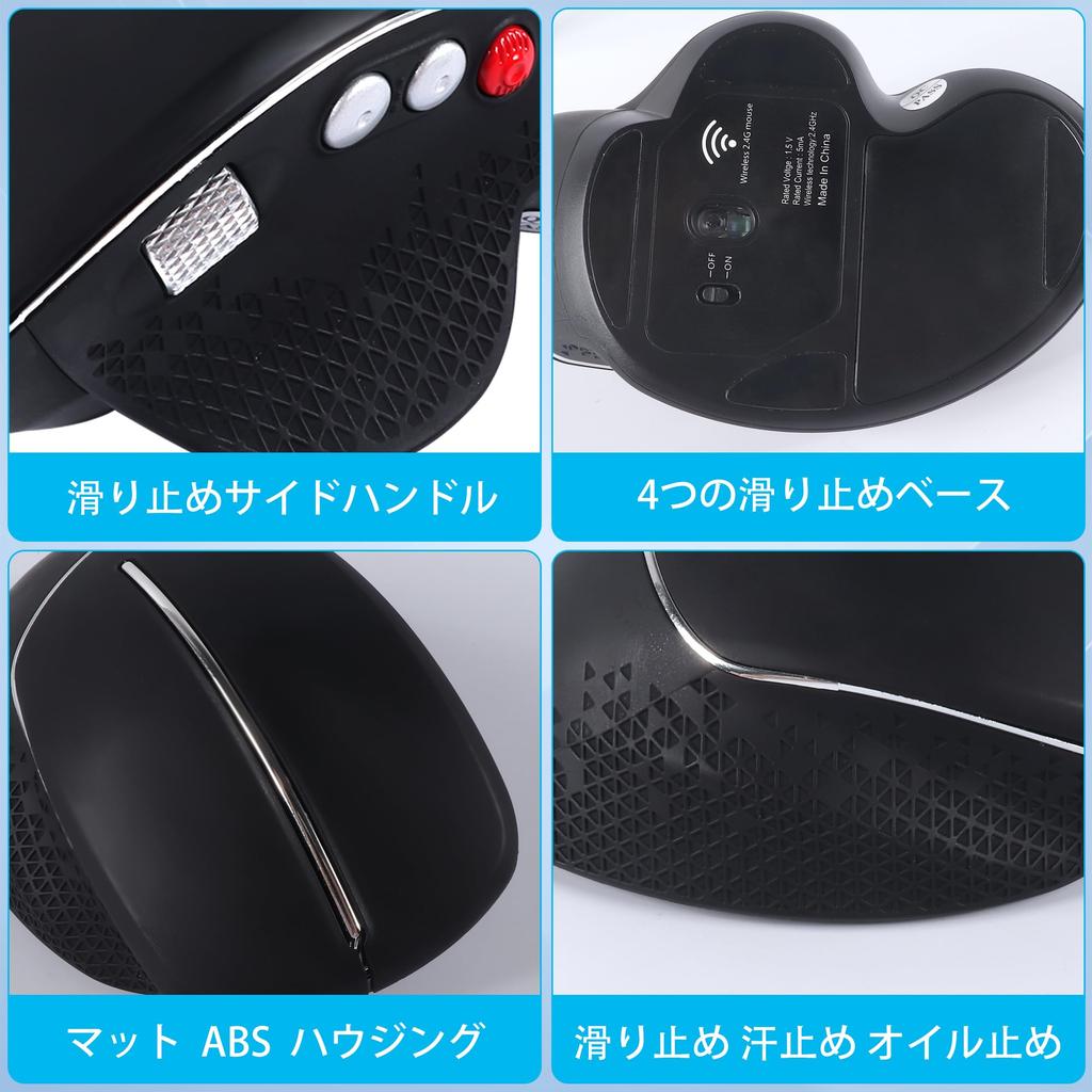Wireless, Quiet 2.4GHz, 6-Button Mouse, Medium Size [With BackForward Buttons], 4800 DPI Switchable, Ergonomic Optical Mouse with Receiver, Vertical