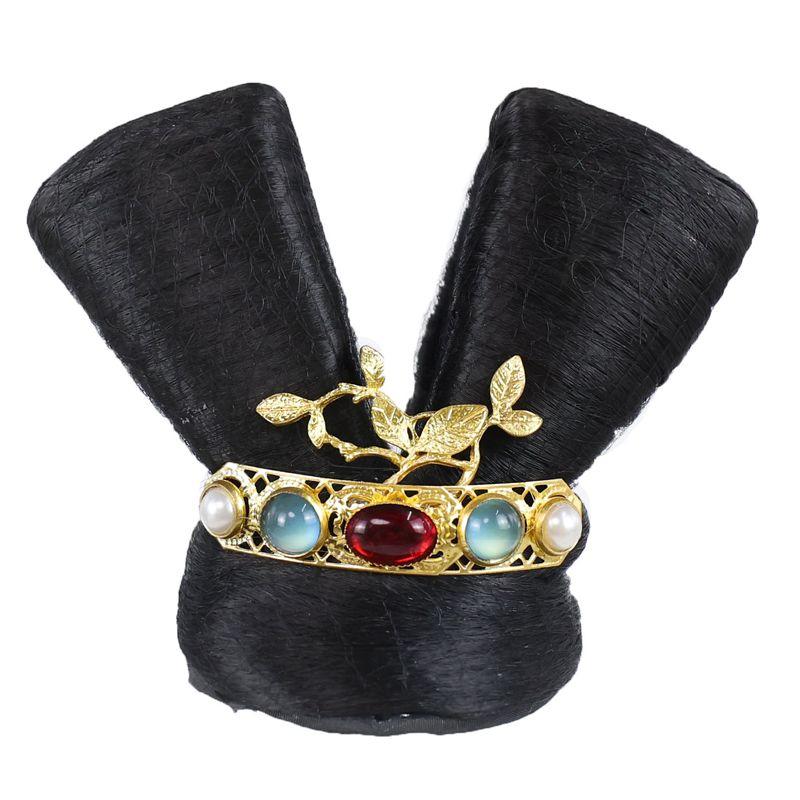 Children's Han Chinese Costume Chignon Ornament Cute Girl Tang Style Bun Mid-Autumn Festival Stage Performance Headdress Suit