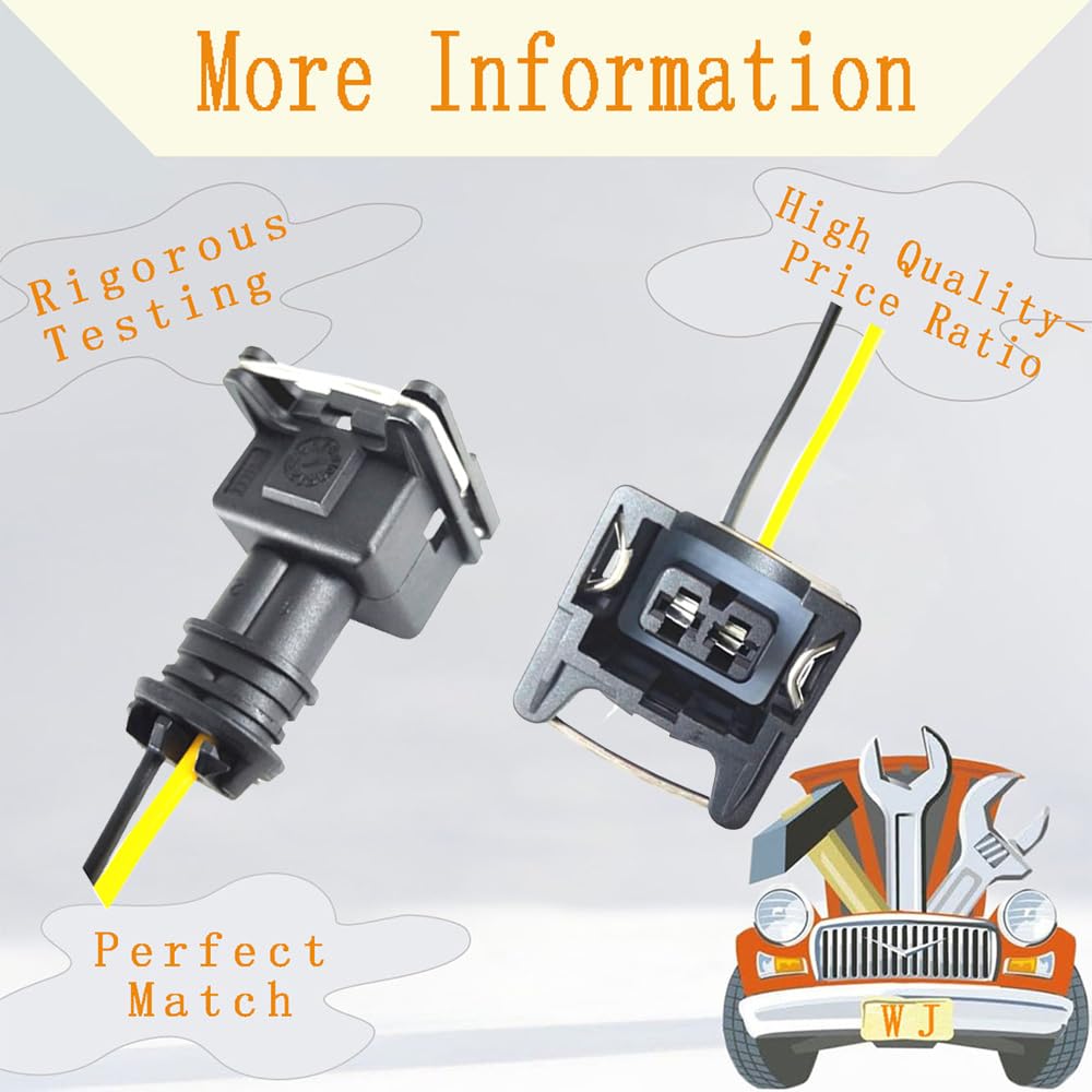 8Pcs Fuel Injectors Connector Plug Harness Pigtail Replacement for Ford Compatible with F150 F250 F350 E150 E250 Mustang Expedition Lincoln Mercury