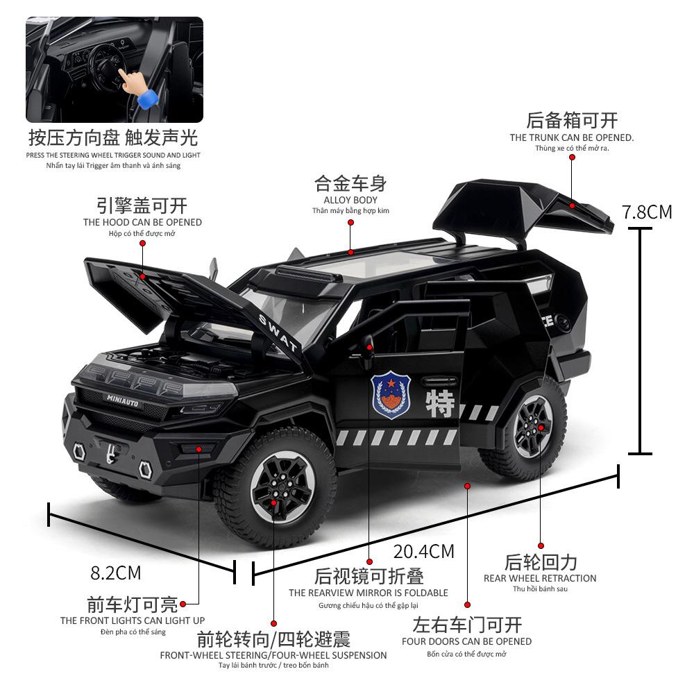 1:24 Rezvani Vengeance Armored Vehicle Alloy Die Cast Toy Car Model Sound and Light Children's Toy Collectibles Birthday Gift