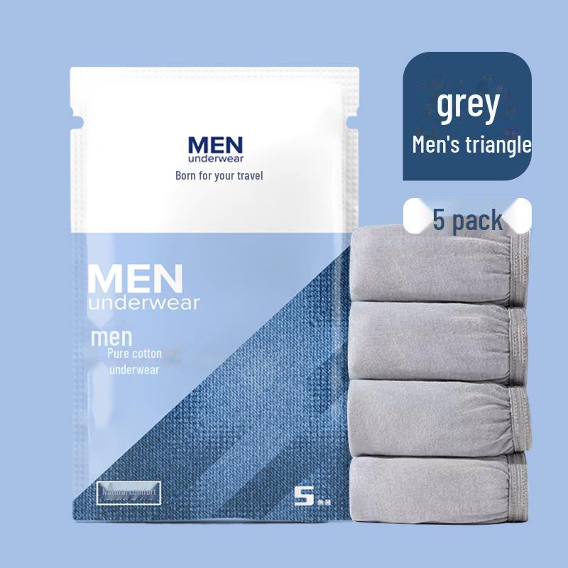 Men's Disposable Gray Cotton Boxer Briefs - Travel-Friendly and Sterile Underwear