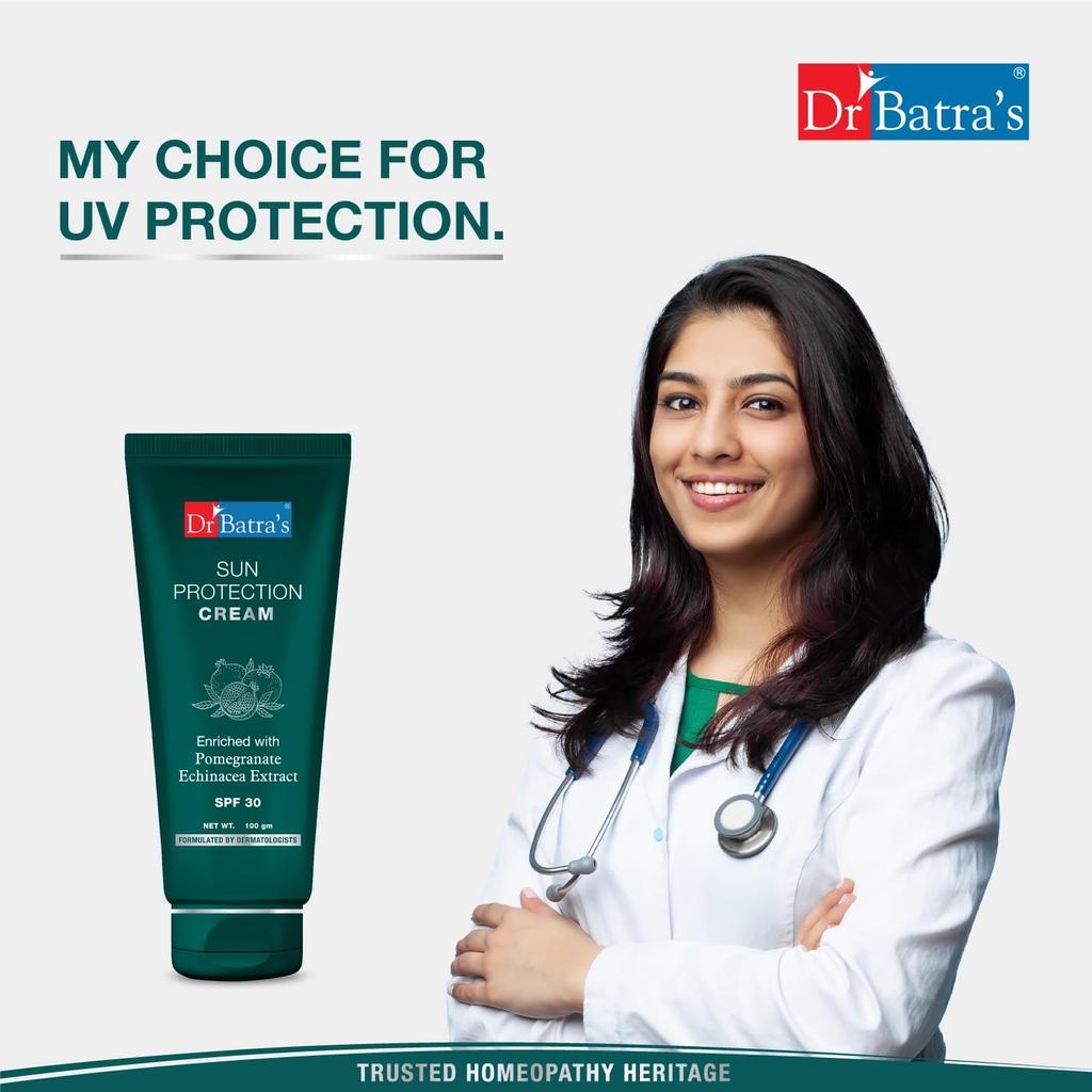 Dr Batra's Sun Protection Cream SPF 30 Sunscreen 100 Gm Pack of 1 For Clear Radiant Skin Protection