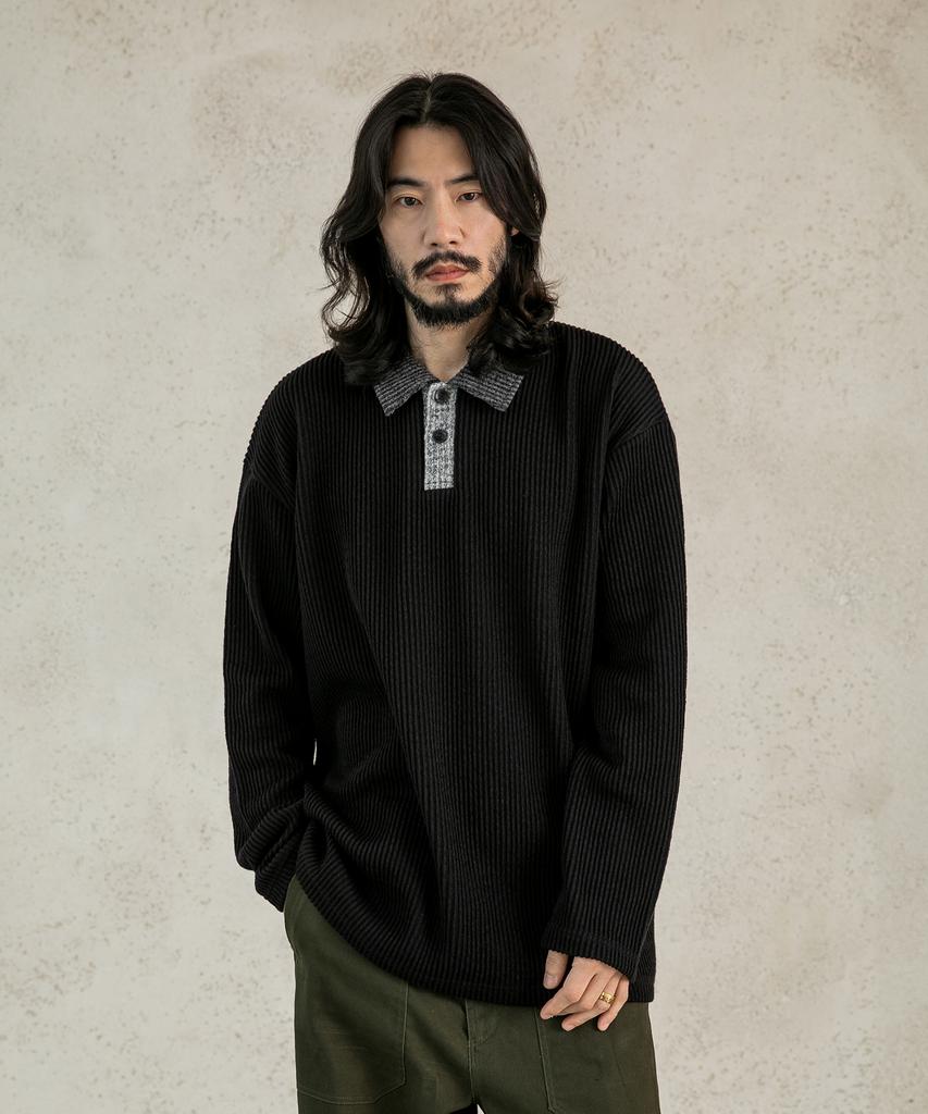 RUGGED HOUSE Color Variation Collar Knit