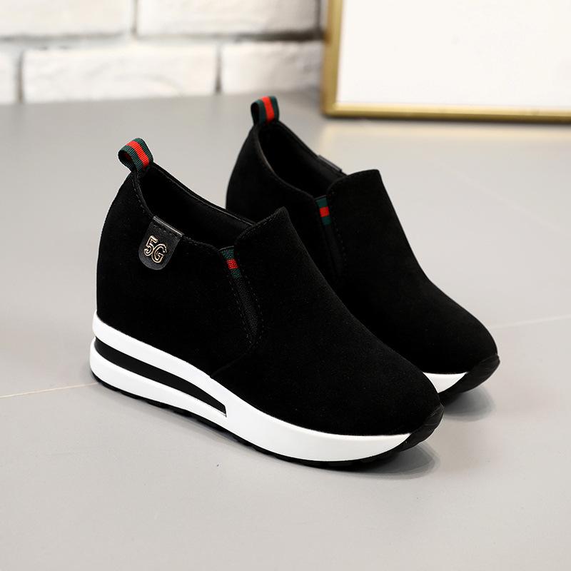 

Туфли на платформе с буквенным принтом, весенние и осенние, замшевые мокасины с кексами, повседневные женские туфли на платформе с одной педалью 35 чёрный