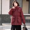 2024 Red & White Plus Size Mid-Length Duck Down Coat - Thickened, Warm, Loose Fit