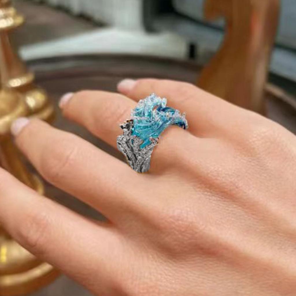 Ocean Friendship Ring Unique Dating Jewelry Set Stylish Ocean Earrings Fashion Pendant Necklace for Daily and Party