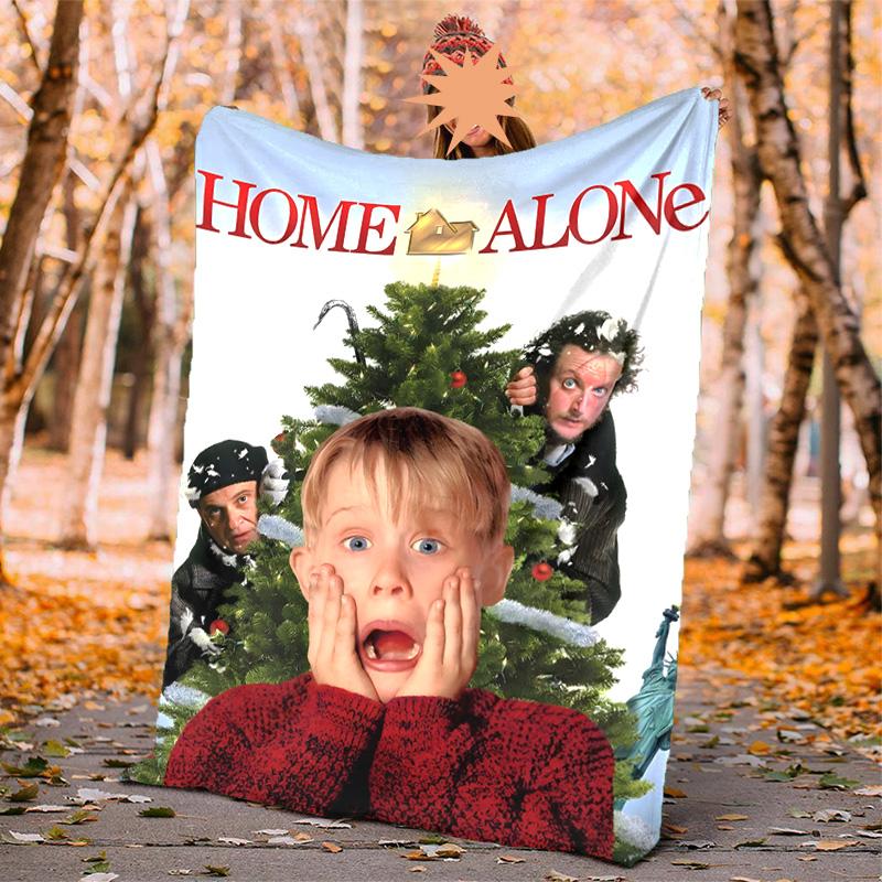 Home Alone Flannel Blanket Soft Warm All-Season Throw, Design for Camping, Car Travel, Hiking Sofa, Bed, Office Perfect Gift for Parties