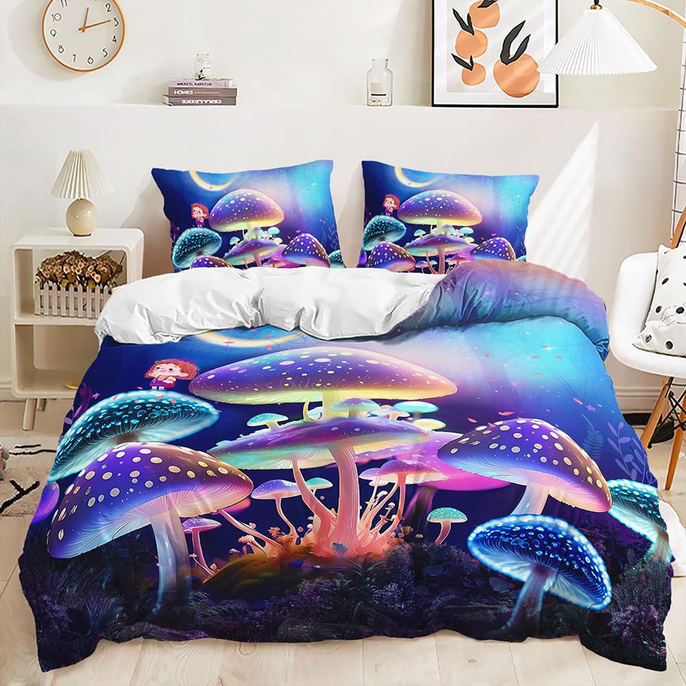 Three-Piece Mushroom Magic Plant Quilt Set Bedding Kit Children'S Room