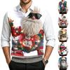 Herre Afslappet Juleprint Strikket Vest, V-hals Ærmeløs Uld Pullover til Pendling
