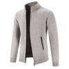 New Velvet Sweater Cardigan Men Stand Collar Mens Sweaters Fleece Thick Warm Knitted Sweater Coat Solid Zipper Pocket Cardigan