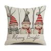 New Christmas Set Linen Pillow Cartoon Snowman Print Cushion Indoor Festive Decoration Sofa Pillow