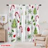 2pcs,2D Plane Printing Popular Curtains Christmas Baubles Trees Candy Canes (2) Polyester (without Rod) Festive Ldeal for