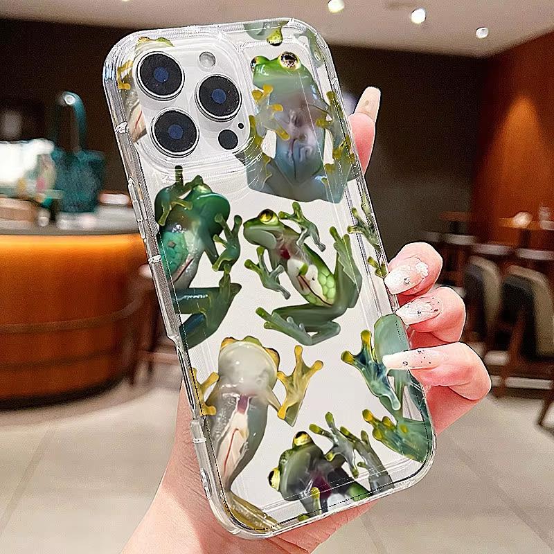 Realitic Frog Print Clear Phone Case for Samsung Galaxy A55 A35 A25 A15 5G A24 A23 A22 A32 A52 A52S A71 A72 A51 A05 4G Cover