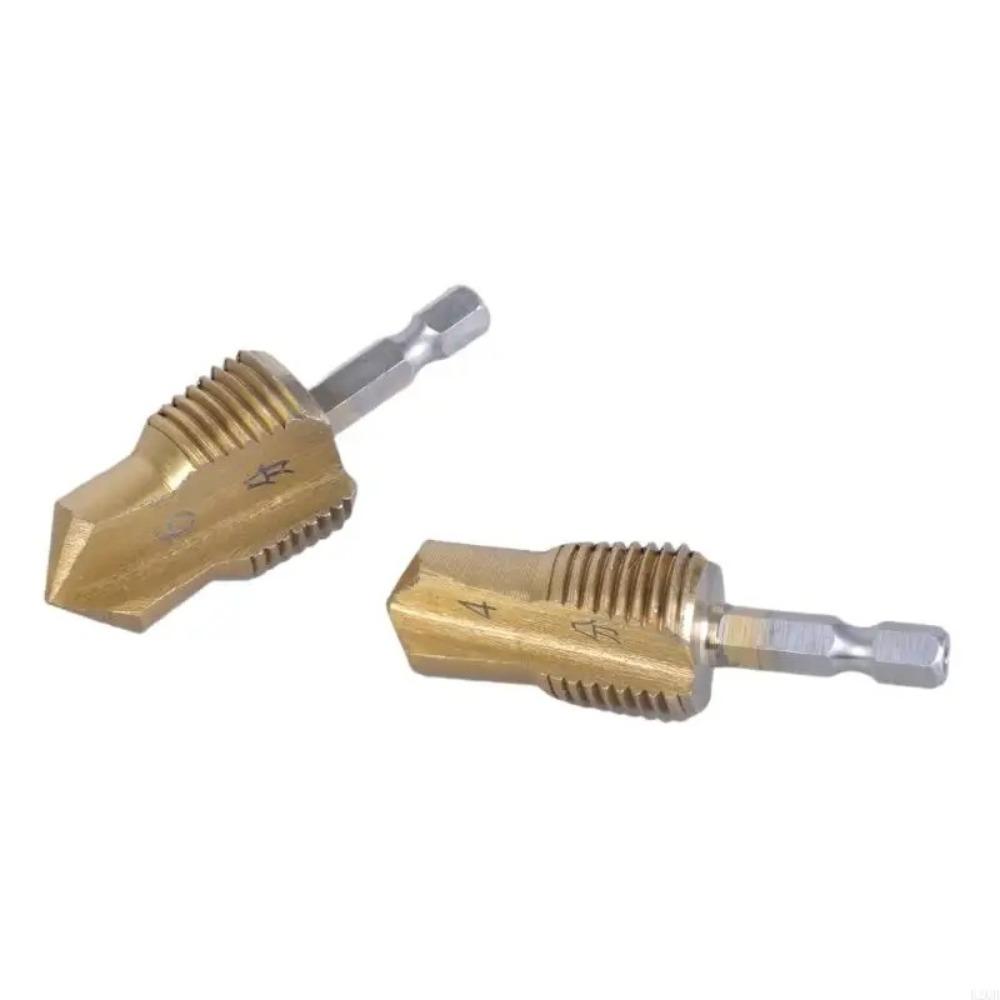 2pcs /set 4/6 point Tapping Lifting  Drill Bit Hexagonal Handle Plumbing Pipe Reamer  Plumber
