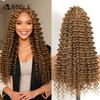 Edle Synthetische Flecht-Haarverlängerungen Deep Twist Curly 24 Zoll/60 cm Zopfhaar Ombre Hellgoldbraun Twist Häkelhaar