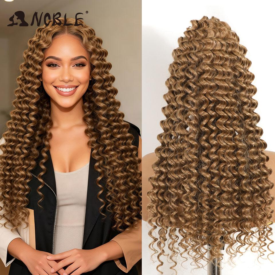 Edle Synthetische Flecht-Haarverlängerungen Deep Twist Curly 24 Zoll/60 cm Zopfhaar Ombre Hellgoldbraun Twist Häkelhaar