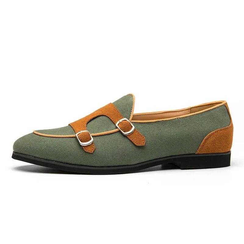 Leinwand Lederschuhe Herren Lässig Luxusmarke Handgefertigt Penny Loafers Herren Slipper Flats Fahrschuhe Kleid Schuhe Weiß Grün