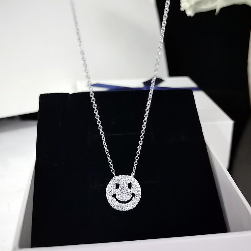 Delicate and Lovely Zircon Cross Smiley Face Collarbone Chain French Design Sense of Personality Hip Hop Necklace