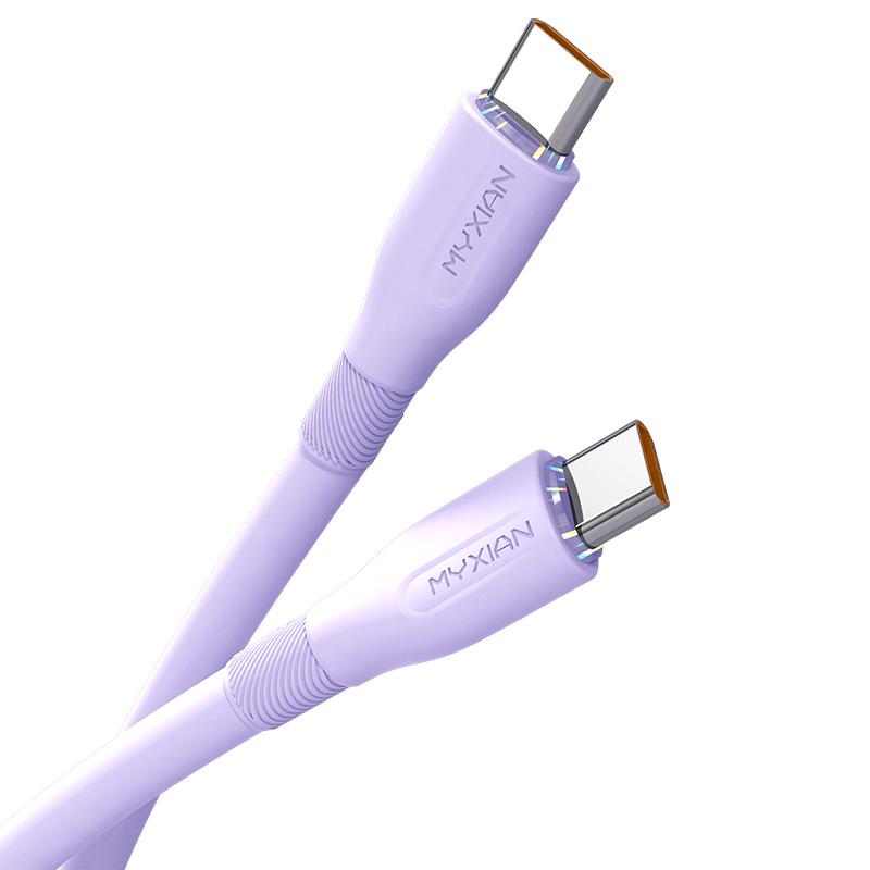 Silicone 120W Dual Type-C Fast Charging Cable for Apple 15 & Huawei Honor 6A