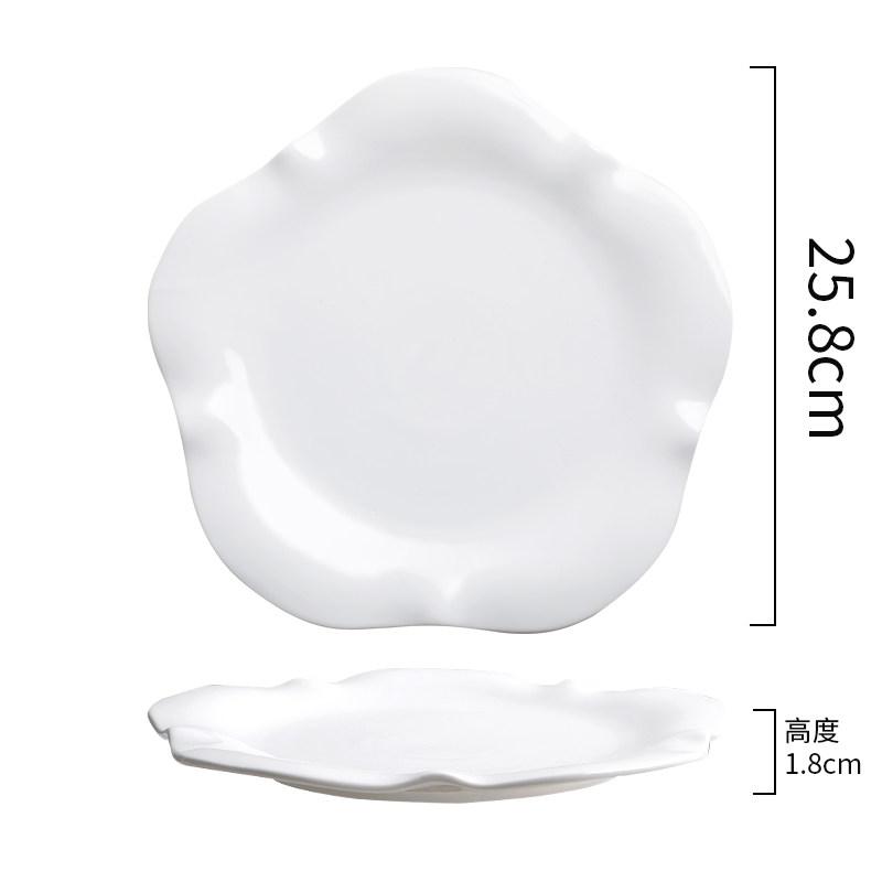 Creative White Ceramic Flower Plates Hotel Restaurant Tableware Modern Irregular White Porcelain Dinner Plates Kitchen Utensils