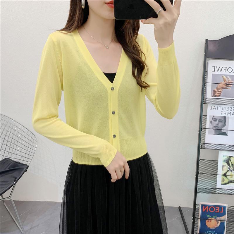 Ice Silk Light Knit Summer Cardigan - White, Slim Fit Sun Protection with Long Sleeves