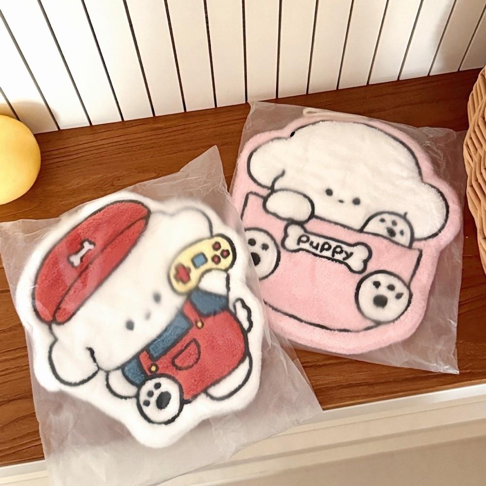 Thickened Puppy Hand Towel Quick Drying Absorbent Coral Fleece Towel Coral Fleece Cute Design Quick Drying Towel Kitchen Use