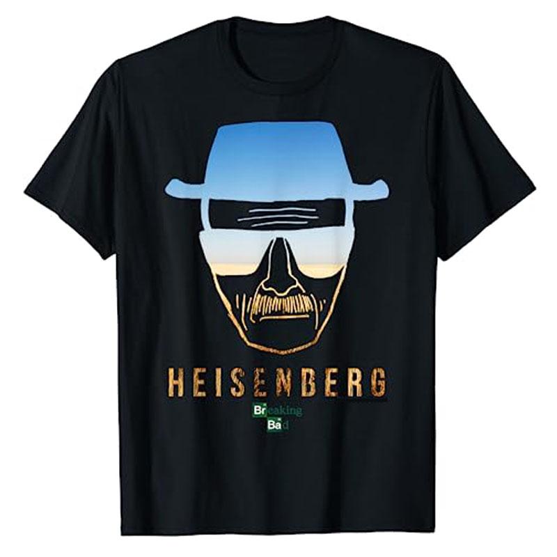 Breaking Bad Periodic Square T-Shirt I Am The One Who Knocks Blue Hue Portrait Tee Funny Heisenberg Desert Horizon Outline Tops