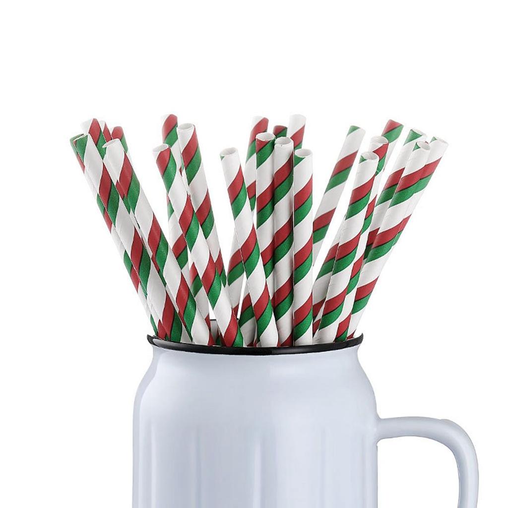 Multicolor Paper Tableware Drinking Straws Party Supplies Bar Tools Christmas Decoration