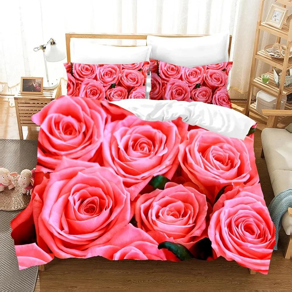 Set Biancheria da Letto Floreale Colorato con Fiore di Rosa Rosa Singolo Gemello Matrimoniale Queen King Cal King Size