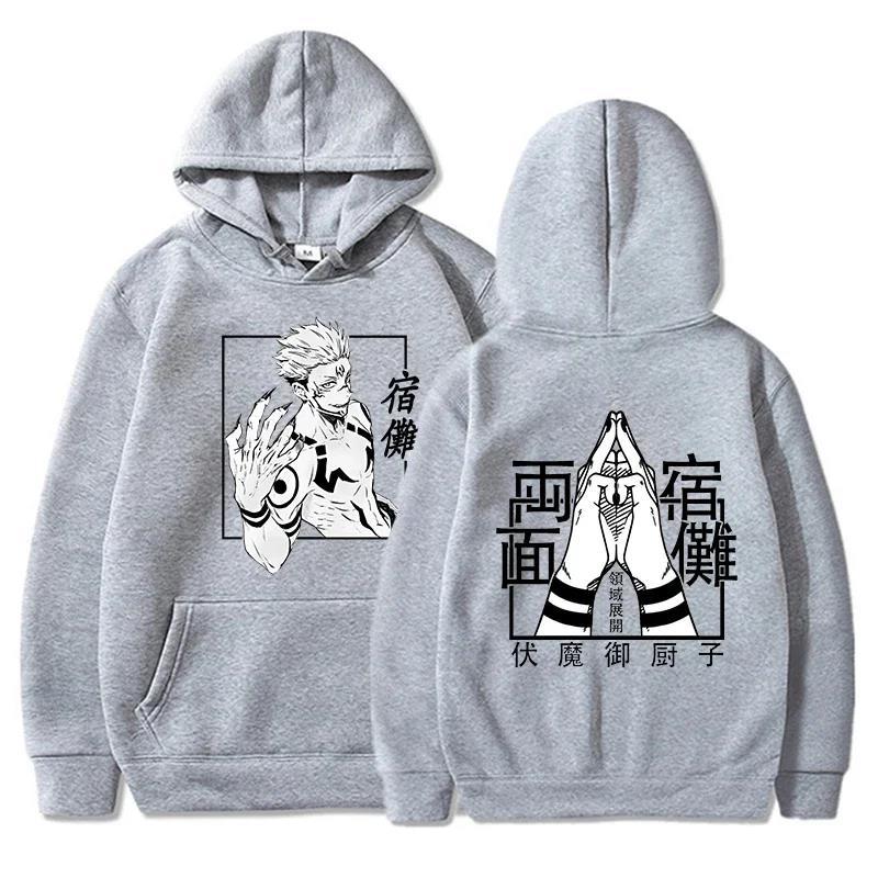 Mote Anime Jujutsu Kaisen Ryomen Sukuna Trykket Hettegenser Langermet Sweatshirts Kvinner Harajuku Streetwear Pullovers