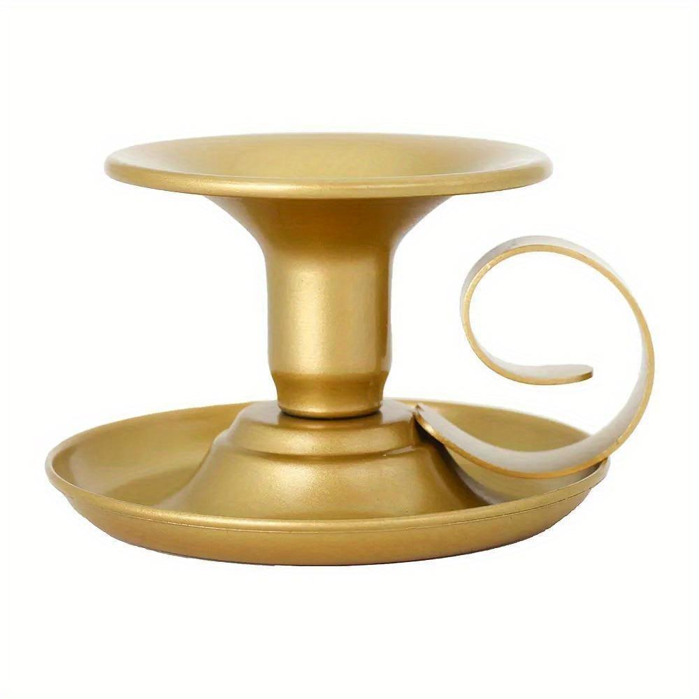 

2 шт. ретро подсвечник простой металлический ручной подсвечник конусная свеча чашка для настольной вечеринки свадьбы рождества украшения дома 2pcs золотистый
